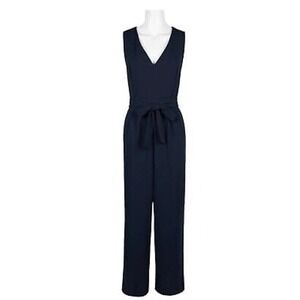Emma & Michelle Navy Jumpsuit Wide Leg Slimming, Work Church Comfy, USA Size 10